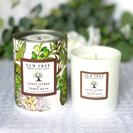 Sweet Myrrh & Tonka Bean Medium Candle with tin